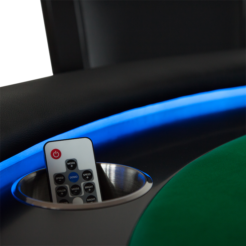 BBO-GINZA-POKER-TABLE-CLOSE-UP-WITH-GREEN-FELT-AND-LED-REMOTE-CONTROL