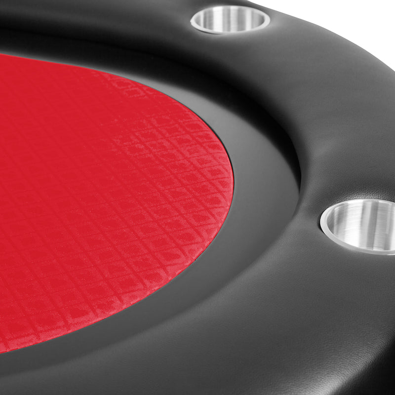 BBO-ELITE-ALPHA-POKER-TABLE-IN-BLACK-CLOSE-UP-OF-RED-SUITED-SPEED-CLOTH