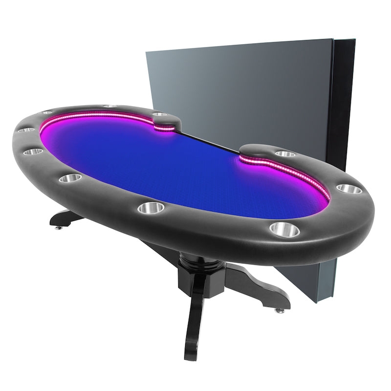 BBO-LUMEN-POKER-TABLE-IN-BLACK-WITH-BLUE-SUITED-SPEED-CLOTH-AND-DINING-TOP